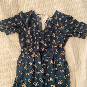 Francesca’s Green Floral Jumpsuit